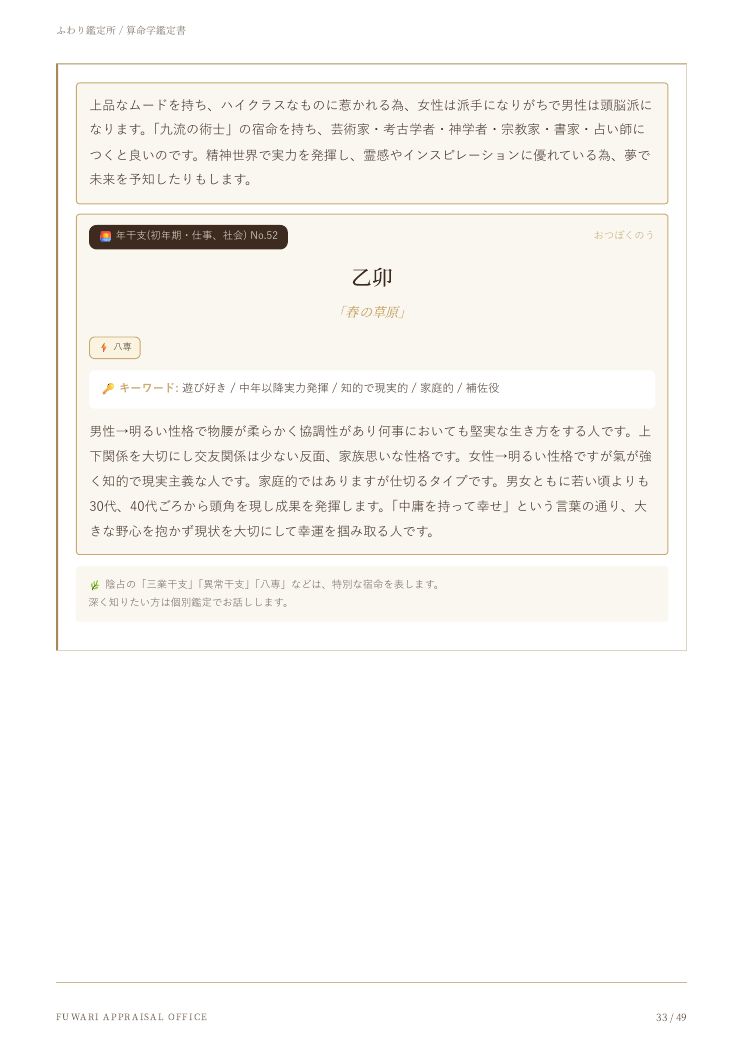 鑑定書サンプル：年干支の読み解き